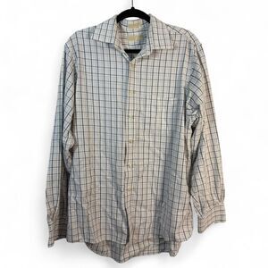 Michael Kors Men's Plaid Dress Shirt L 16.5 34/35 Cotton Long Sleeve